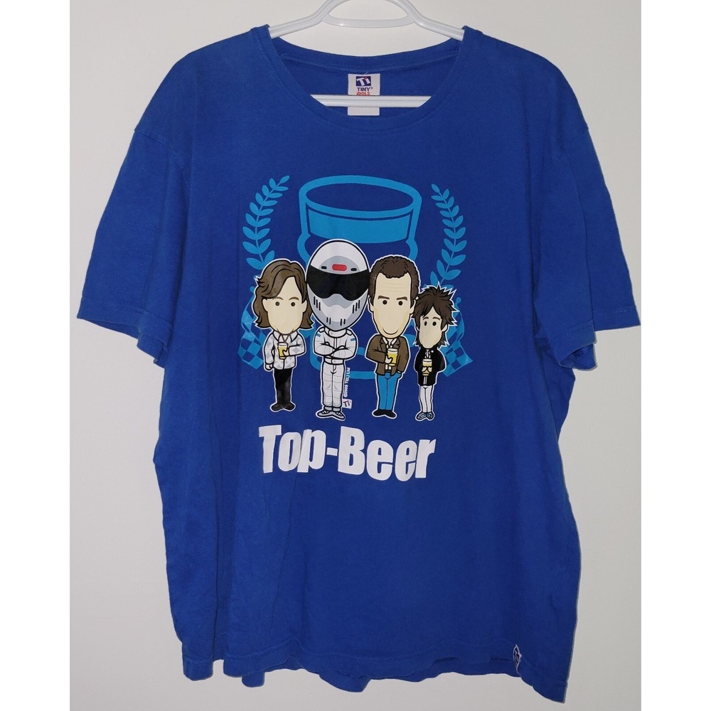 Tiny Idols Top Beer Top Gear Shirt Men's Size XL Extra Large The Stig Blue